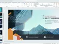 Eine PowerPoint-Präsentation mit einem modernen Design für eine Immobilienfirma.