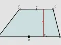 Trapez mit den Eckpunkten A, B, C, D. Die parallelen Seiten sind mit "a" und "c" beschriftet. Die Höhe "h" ist eingezeichnet. Formel für den Flächeninhalt Trapez.