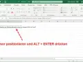 Excel: Zeilenumbruch in Zelle einfügen. Der Cursor wird in der Zelle positioniert, um einen Zeilenumbruch zu erzwingen.