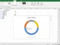 Excel-Diagramm erstellen: Ein Ringdiagramm mit vier Segmenten (blau, gelb, orange, grau) zeigt Daten aus einer Tabelle.
