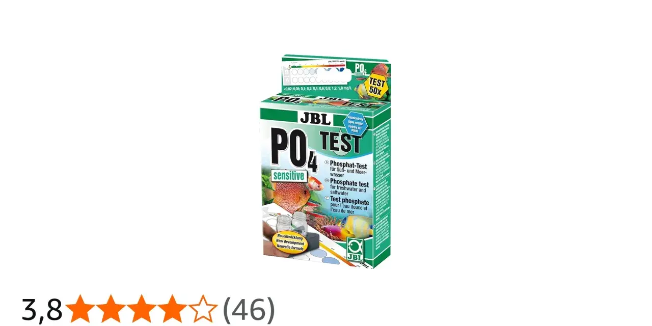 JBL PO4 Test Sensitive: Ein Testkit zur Messung von Phosphat im Süß- und Meerwasser, wichtig für die Algenkontrolle.