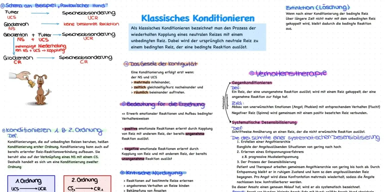 Klassisches Konditionieren: Ein neutraler Reiz wird mit einem unbedingten Reiz gekoppelt, um eine gelernte Reaktion auszulösen. Dies ist ein Prozess der Konditionierung.