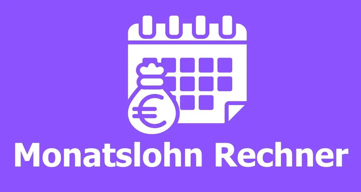 Ein Kalenderblatt mit einem Geldbeutel und dem Euro-Symbol. Der Text "Monatslohn Rechner" deutet auf die Berechnung des monatlichen Gehalts hin.