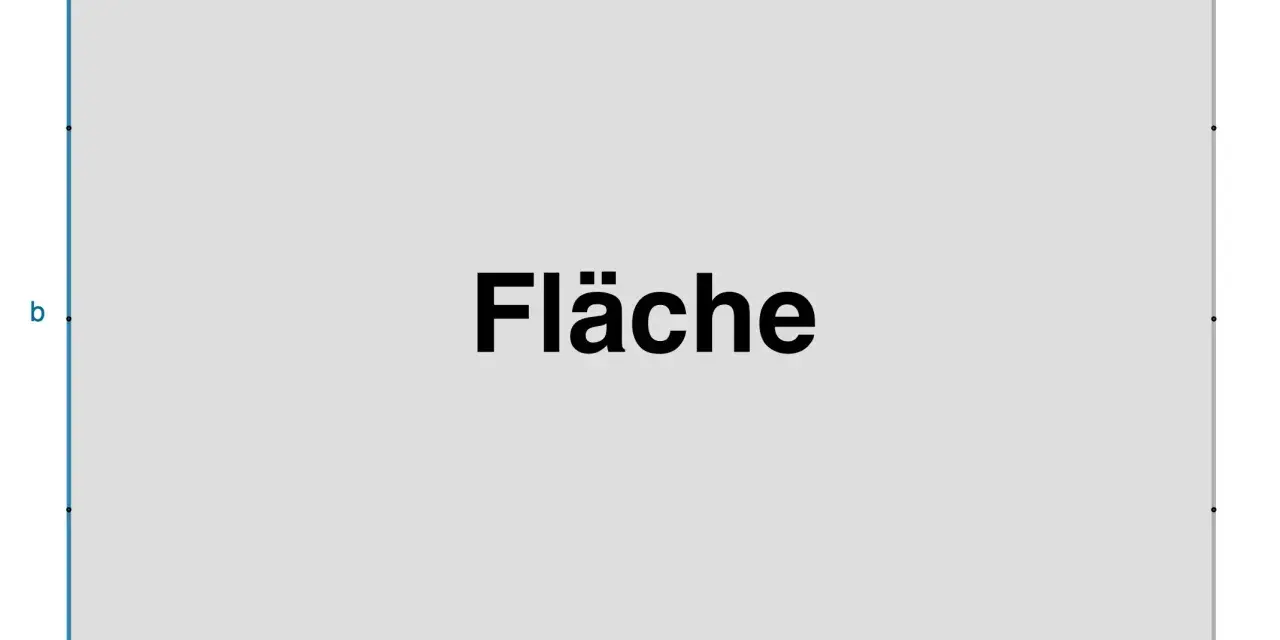 Ein Rechteck mit den Seitenlängen a und b. Die Fläche des Rechtecks wird berechnet.