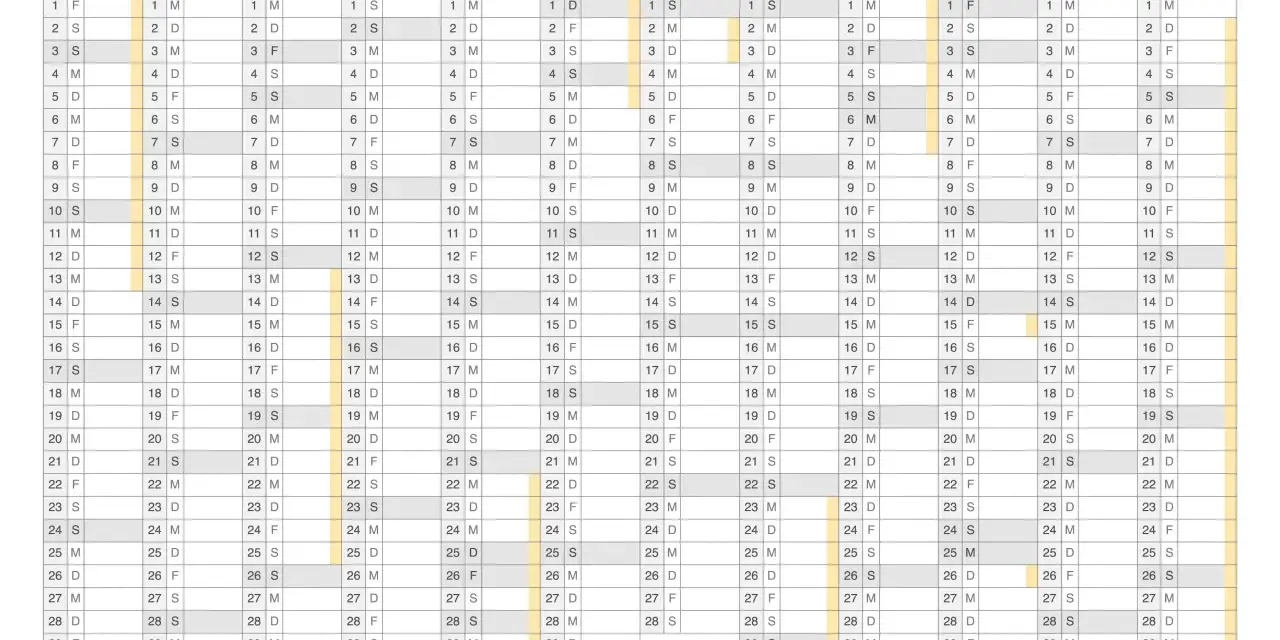 Kalender 2025-2026 Niedersachsen mit Monaten und Tagen.