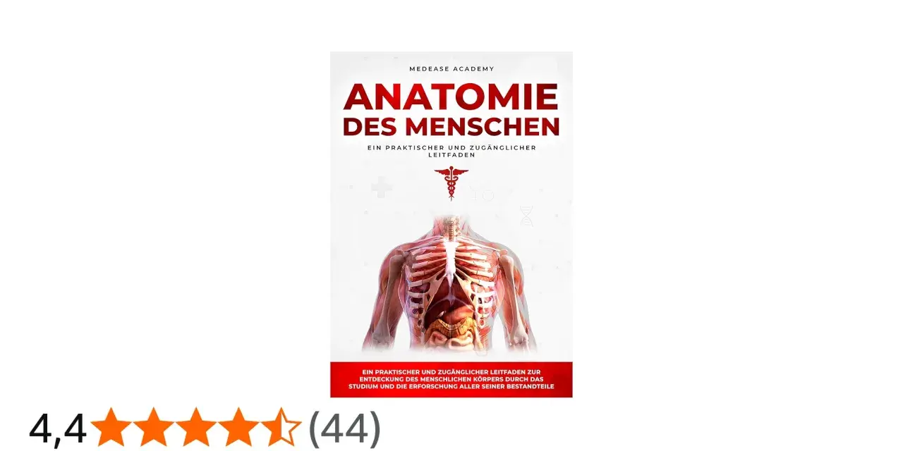 Buchcover "Anatomie des Menschen" mit detaillierter Darstellung des menschlichen Brustkorbs und der inneren Organe. Ein Leitfaden zur Anatomie.