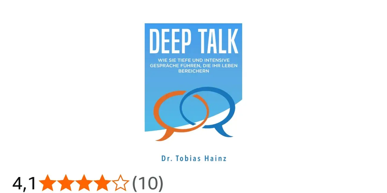 Buchcover "Deep Talk" von Dr. Tobias Hainz. Zwei Sprechblasen, orange und blau, überlappen sich.