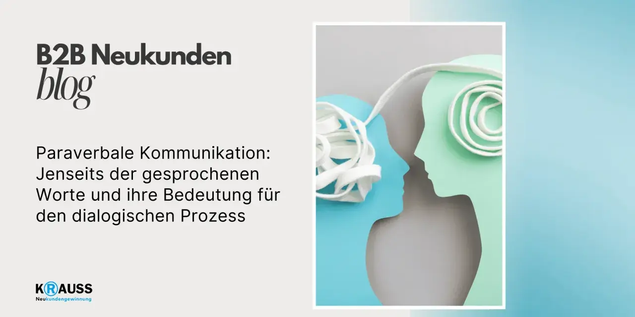 Zwei Kopfprofile im Dialog, verbunden durch eine Schnur. Das Bild illustriert, wie paraverbale Kommunikation über Worte hinausgeht und den Dialog bereichert.