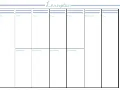 Leeres Raster zum Erstellen eines Lernplans mit Feldern für Themen, Wiederholungen und Prüfungen.