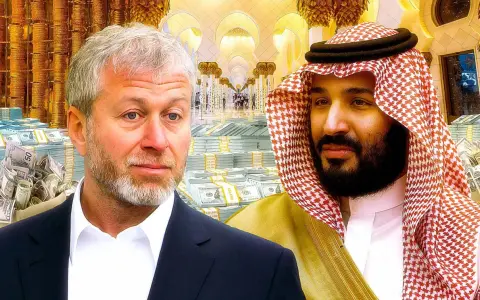 Oligarch Roman Abramovich und ein saudischer Prinz vor Bergen von Geld und Gold.