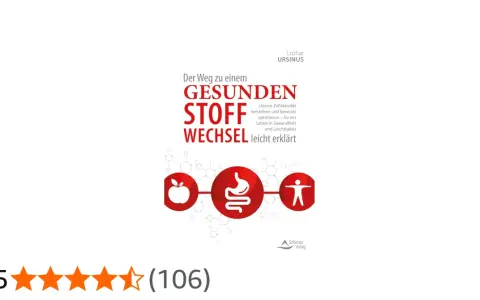 Buchcover: "Der Weg zu einem gesunden Stoffwechsel leicht erklärt". Zeigt Apfel, Magen und Mensch-Symbol. Lothar Ursinus.