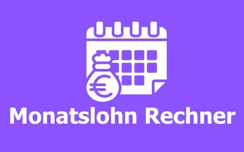 Ein Kalenderblatt mit einem Geldbeutel und dem Euro-Symbol. Der Text "Monatslohn Rechner" deutet auf die Berechnung des monatlichen Gehalts hin.