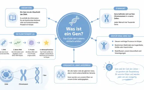 Ein Gen ist ein DNA-Abschnitt, der Merkmale bestimmt. Dieser phänotypische Code wird von Eltern an Kinder weitergegeben und macht jeden einzigartig.