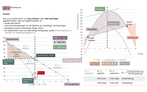 Monopol: Ein Anbieter trifft auf viele Nachfrager. Die Grafik zeigt Gewinnmaximierung und die Preis-Absatz-Kurve.
