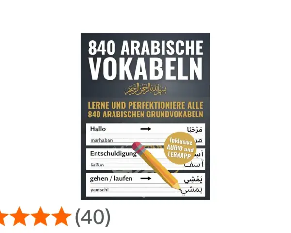 Buchcover: 840 arabische Vokabeln, inklusive Audio und Lern-App. Perfekt, um arabisch lernen.