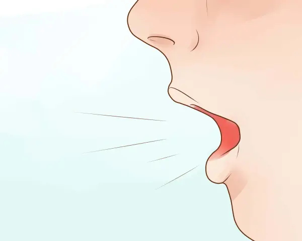 Ein Mund spricht, die Lippen formen den Laut "o", wie in "Sohn".