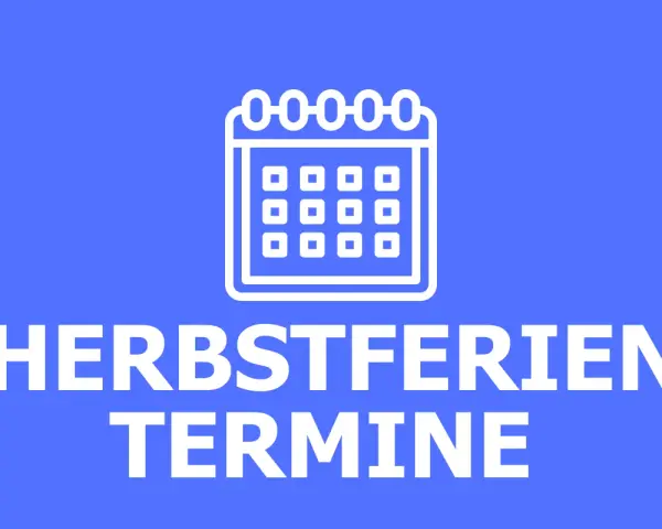 Kalender-Symbol mit der Aufschrift "HERBSTFERIEN TERMINE". Planen Sie Ihre Auszeit!