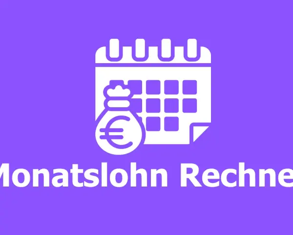Ein Kalenderblatt mit einem Geldbeutel und dem Euro-Symbol. Der Text "Monatslohn Rechner" deutet auf die Berechnung des monatlichen Gehalts hin.