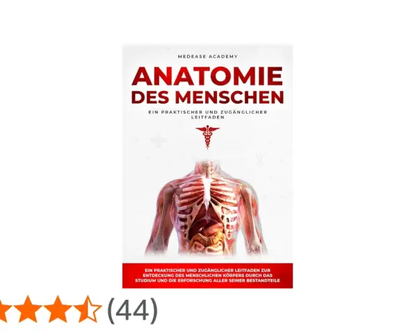 Buchcover "Anatomie des Menschen" mit detaillierter Darstellung des menschlichen Brustkorbs und der inneren Organe. Ein Leitfaden zur Anatomie.