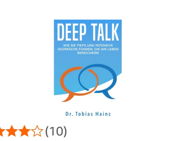 Buchcover "Deep Talk" von Dr. Tobias Hainz. Zwei Sprechblasen, orange und blau, überlappen sich.