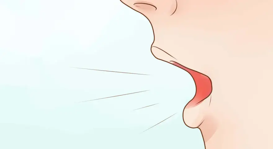 Ein Mund spricht, die Lippen formen den Laut "o", wie in "Sohn".