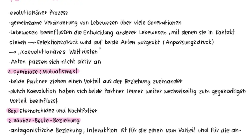 Koevolution: Gemeinsame Entwicklung von Lebewesen, die sich gegenseitig beeinflussen, wie bei der Sternorchidee und dem Nachtfalter.