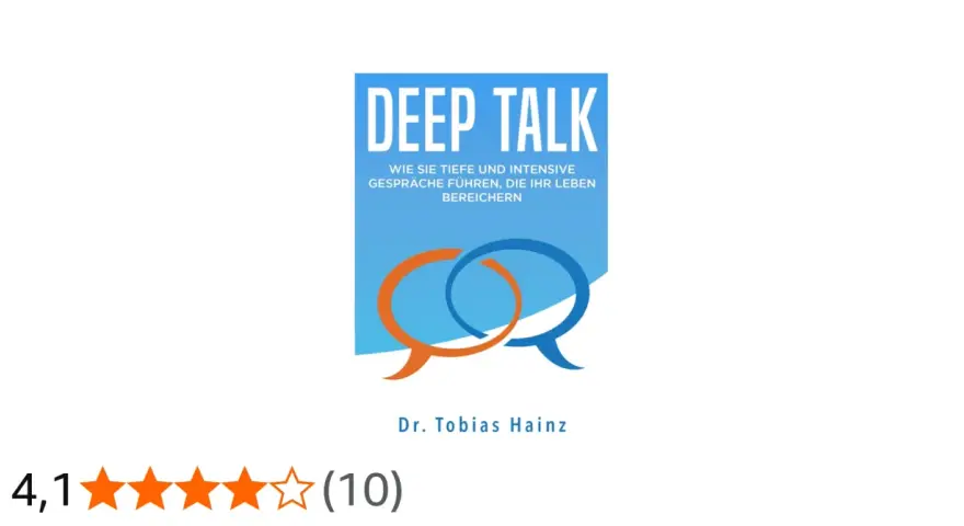 Buchcover "Deep Talk" von Dr. Tobias Hainz. Zwei Sprechblasen, orange und blau, überlappen sich.