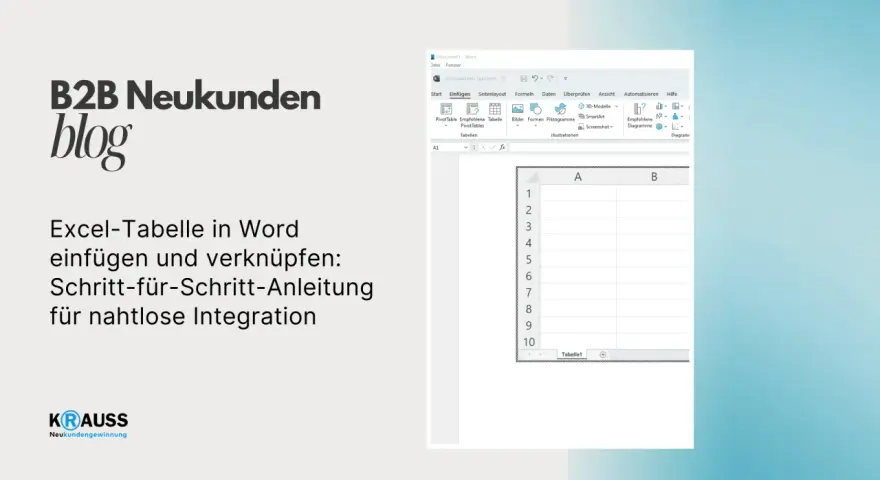 Anleitung: Excel-Tabelle in Word einfügen und verknüpfen. Word-Oberfläche mit eingefügter Excel-Tabelle.