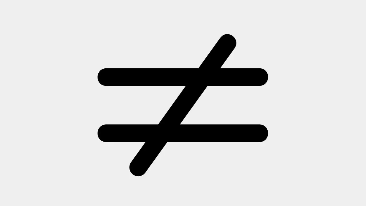 Das ungleich Zeichen symbolisiert, dass zwei Dinge nicht dasselbe sind.