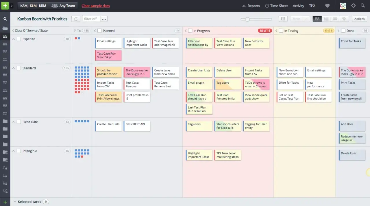 Kanban-Board mit Aufgaben in Spalten wie 